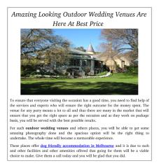 Amazing Looking Outdoor Wedding Venues Are Here At Best Price .pdf