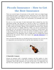 Piccolo Insurance – How To Get The Best Insurance.doc